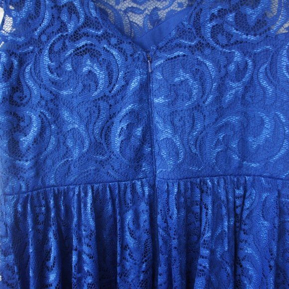 Marina Bright Blue Lace Dress Size 8 with belt - Picture 10 of 16